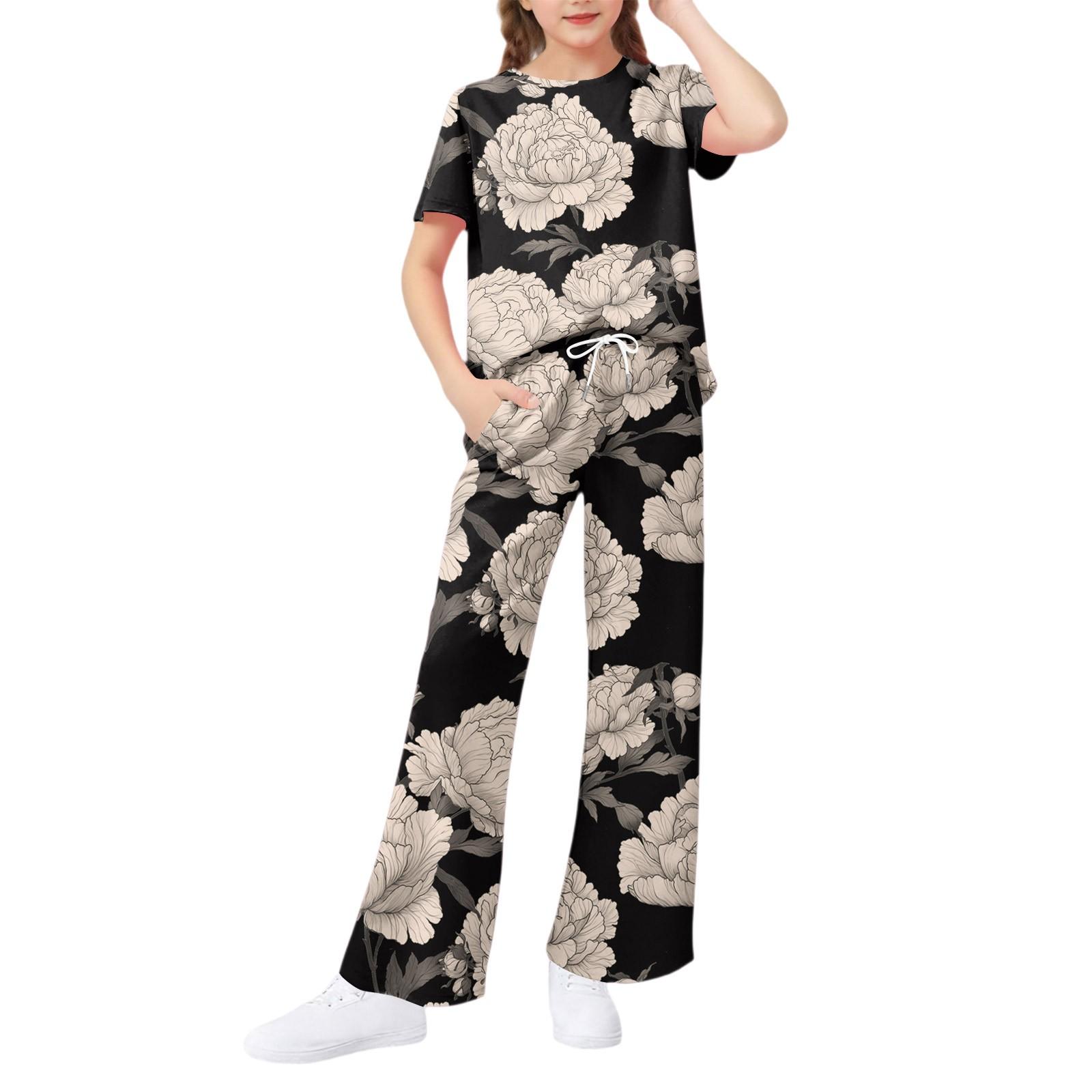 

Girls 2-Piece Set - Short Sleeve Tee & Wide Leg Pants 110
