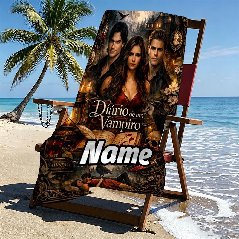 Custom Name Personalized horror theme Print Beach Towel, for Trip Camping Beach Party Home Decor, Birthday Gift for Family & Friends