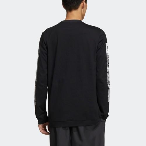 adidas Printed Loose Fit Long-Sleeve Breathable Sports T-Shirt for Men, Black