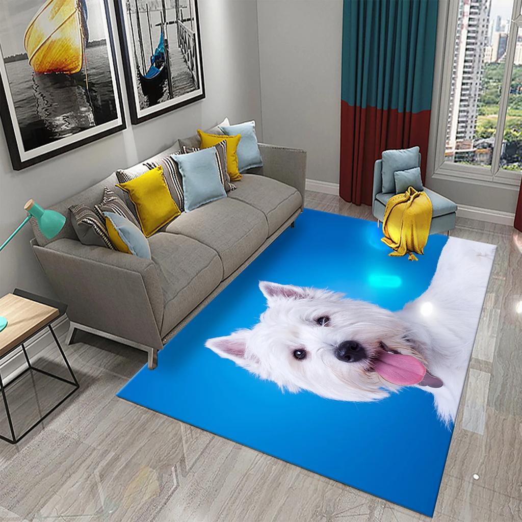 West Highland White Terrier Hund Teppich Niedlicher Welpe Tier Badezimmer Küche Schlafzimmer Anti-Rutsch Teppich Eingang Toilette Fußmatte
