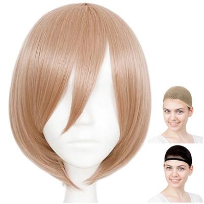 CaseEden Cosplay Wig, Premium, Smooth Short Hair, Light Brown, WIG6101