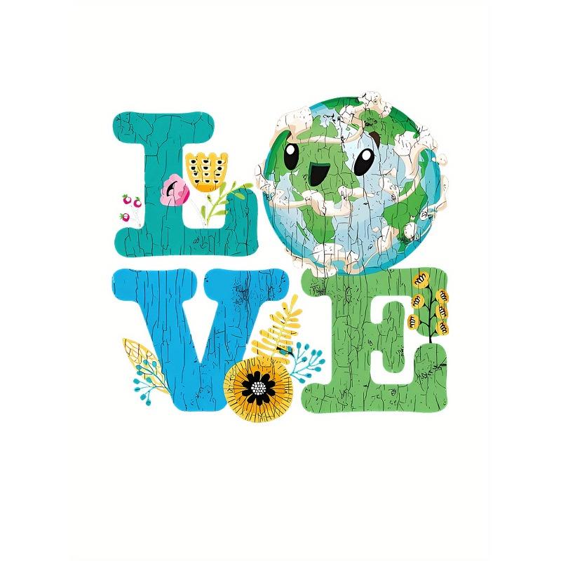 Women's Love Earth Print T-Shirt Casual Short Sleeve Summer Vacation Fashion Top