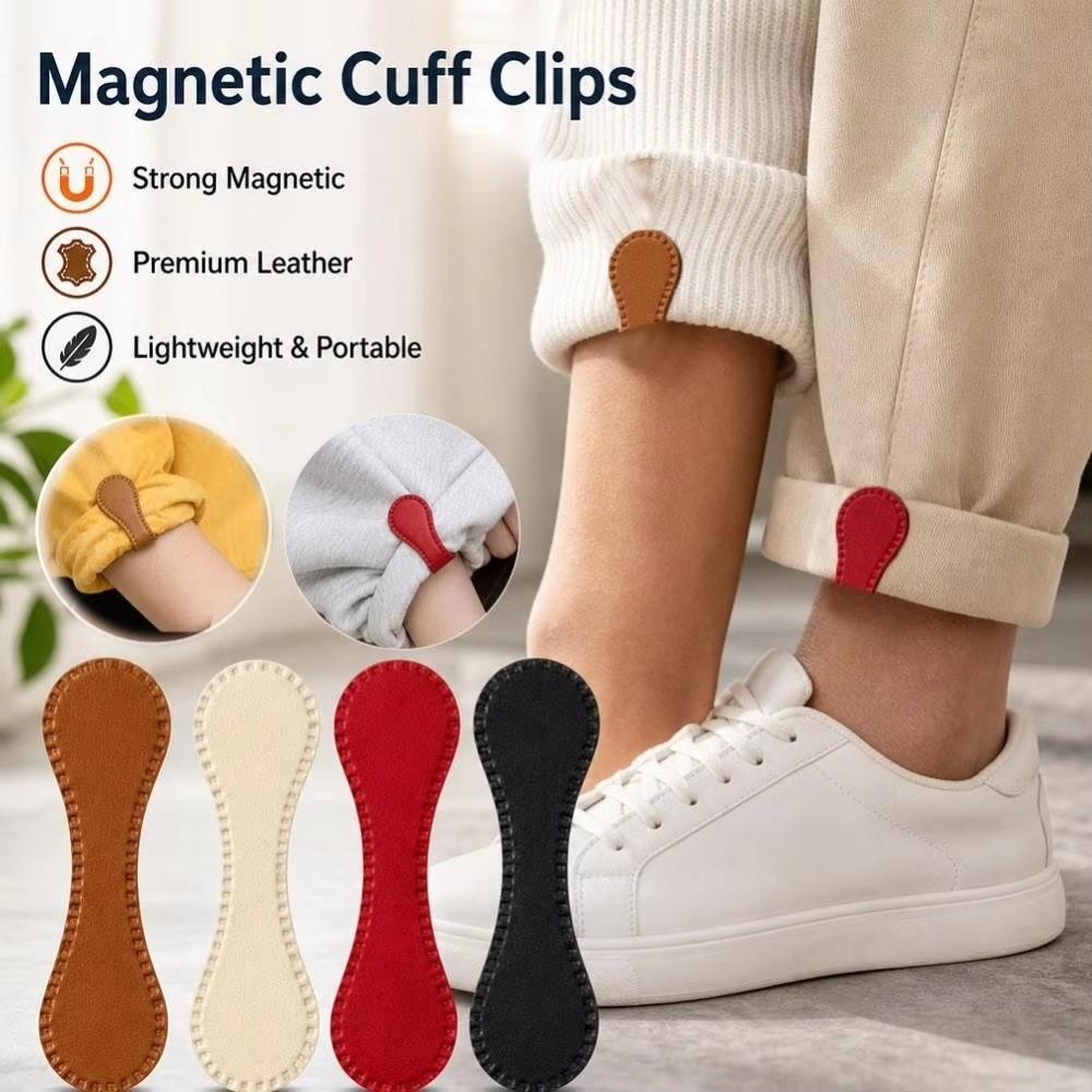 No-Sew Magnetic Hem Clips PU Leather Trouser Leg Clips New Magnetic Sleeve Clips  Cooking Use