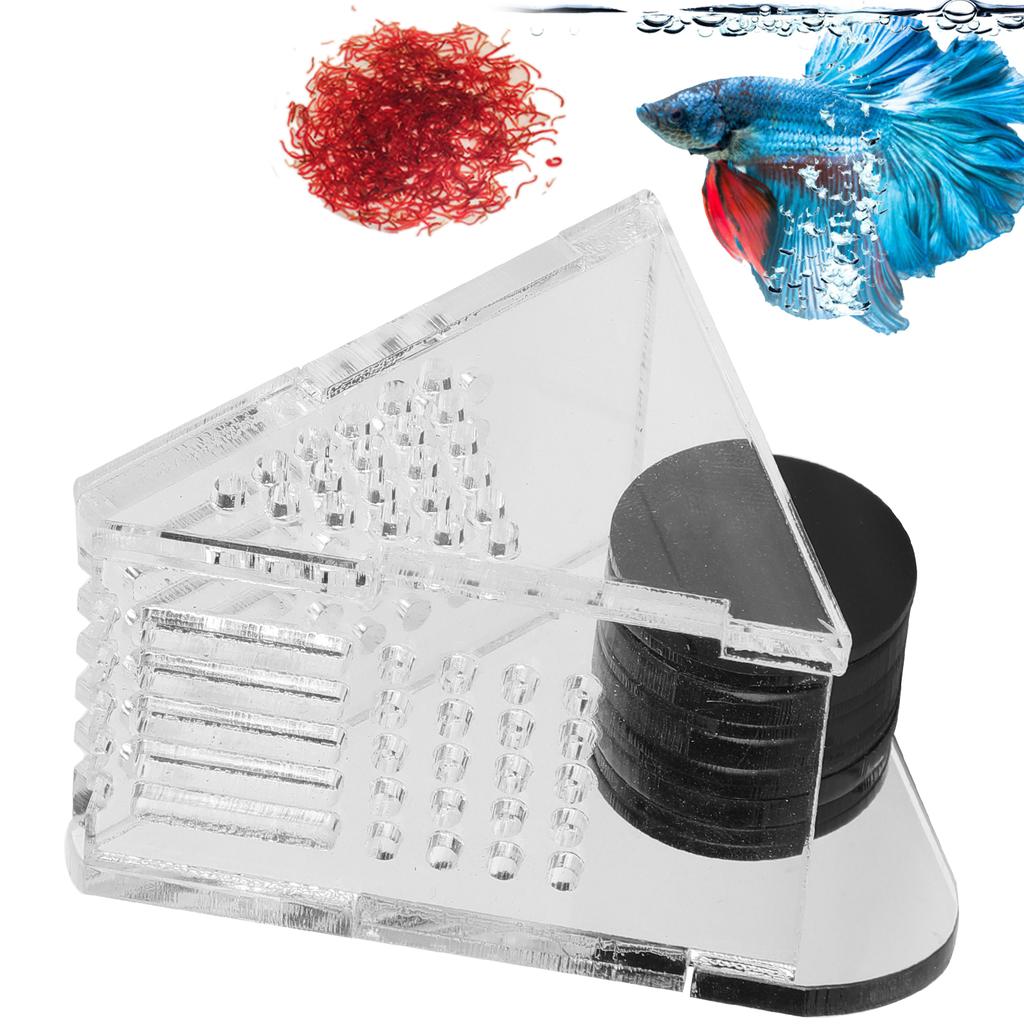 Transparent Aquarium Fish Tank Cone Feeder Acrylic Feeding Container Magnetic Suction