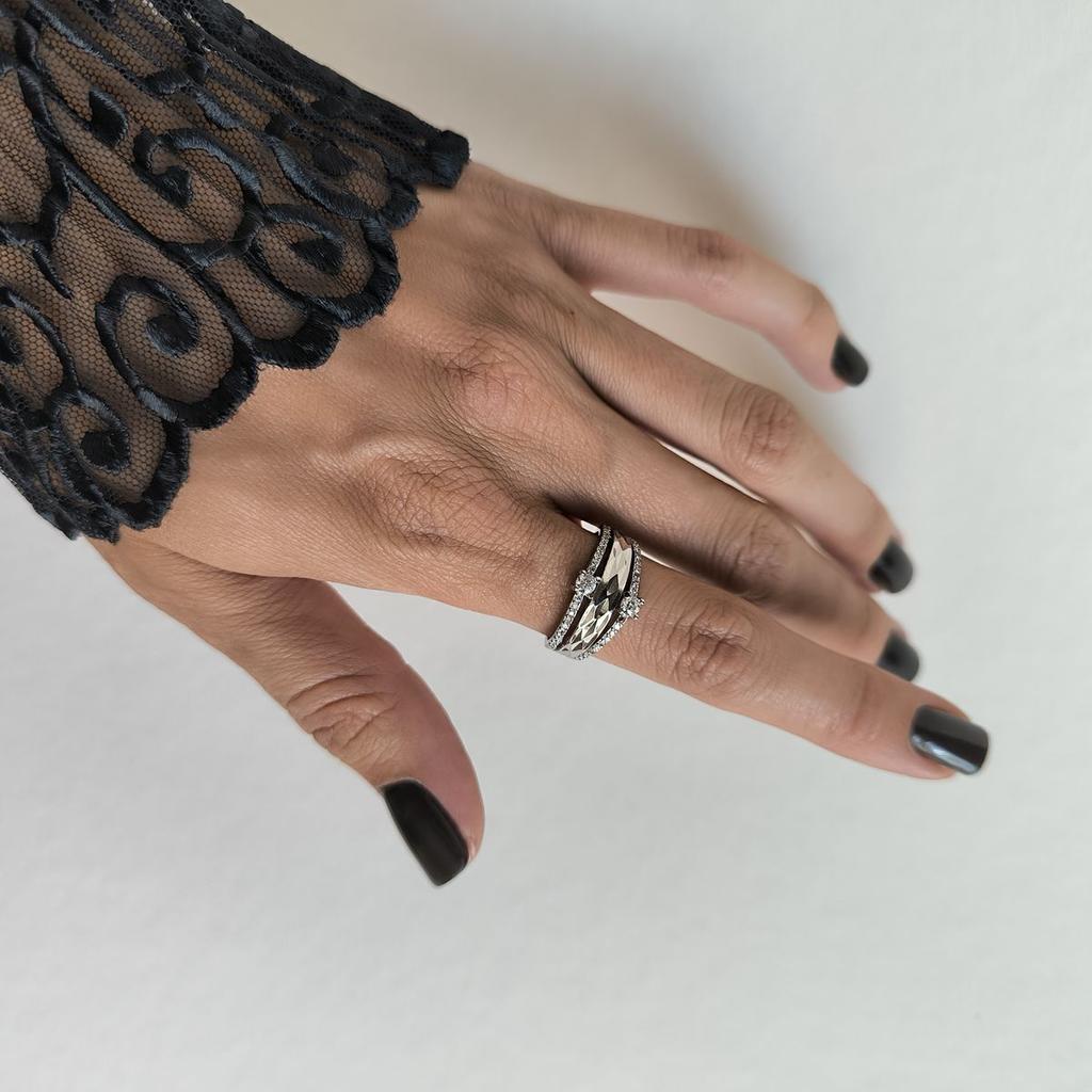 Silver Ring with Cubic Zirkonia, Product Weight 3.24 G (2185734)