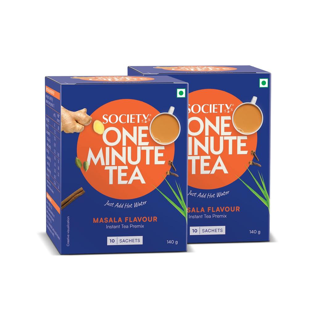 Society One Minute Tea 24 sachet Pack of 1 Travel Masala Tea 336 g Quick Kadak Brew With Indian Spices