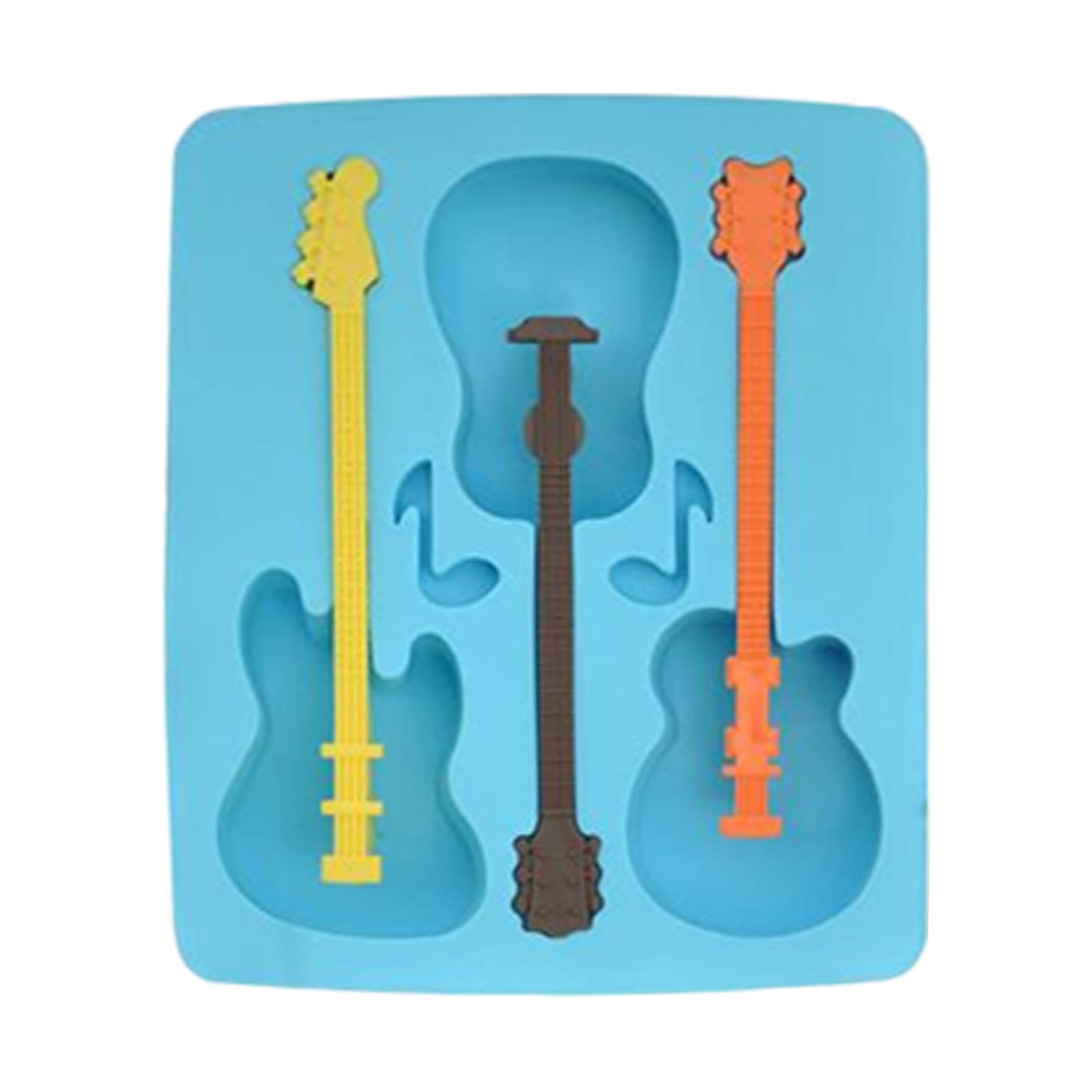 

Silicone Mold for Guitar Shaped Ice Candy Popsicle Maker with Three Different Guitar Designs Flexible Non-Stick Material One Size