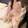 Birthday Arty Soft Cute Dog Cartoon Imitation Cotton Suit Pink Pajamas Women's Spring Loungewear Long Sleeves Trousers
