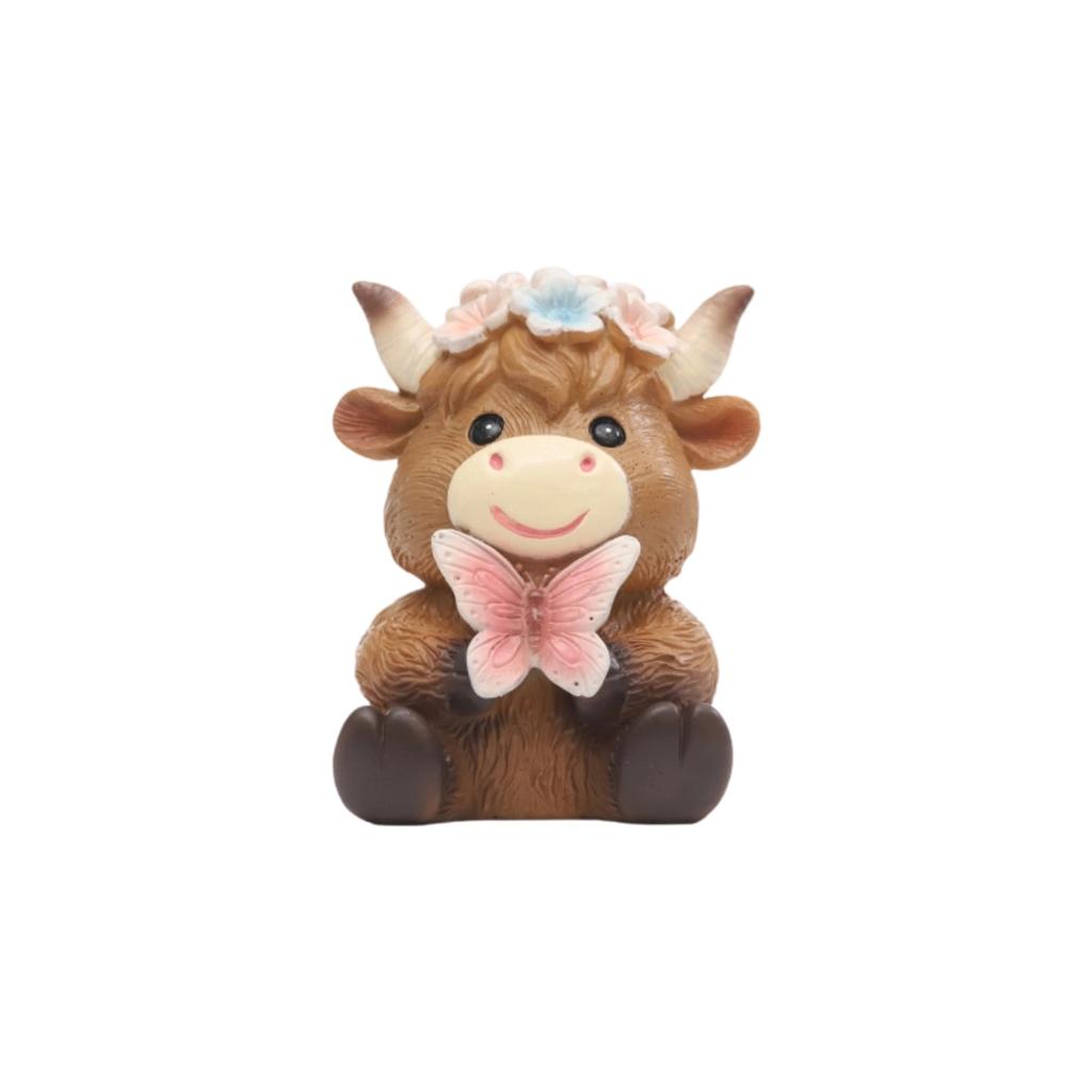 Cow Desk Figurine - Cute Resin Cow Sculpture, Adorable Home & Decor For Desk, Shelf, Or Stress