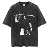 Men Harajuku Black Washed T-Shirt Streetwear Japan Anime  Graphic Cotton Casual Tshirt Summer Short Sleeve Tops T Shirt