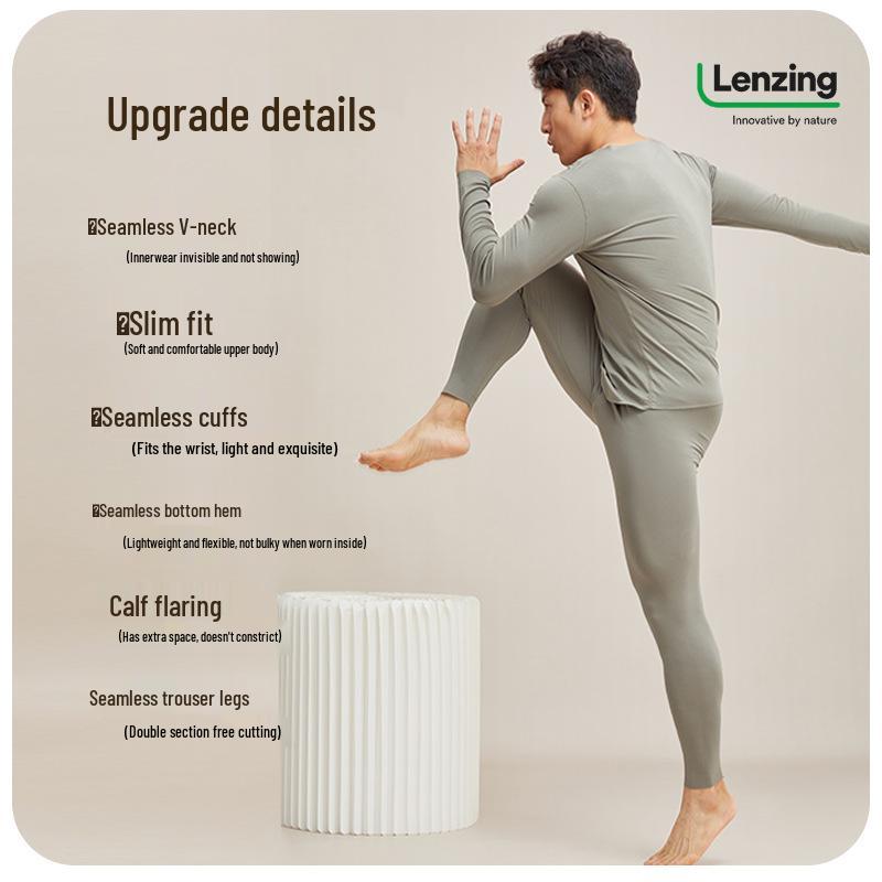 Men's 80s Modal Seamless Thermal Underwear Set: Light, Warm Base Layer for Autumn/Winter