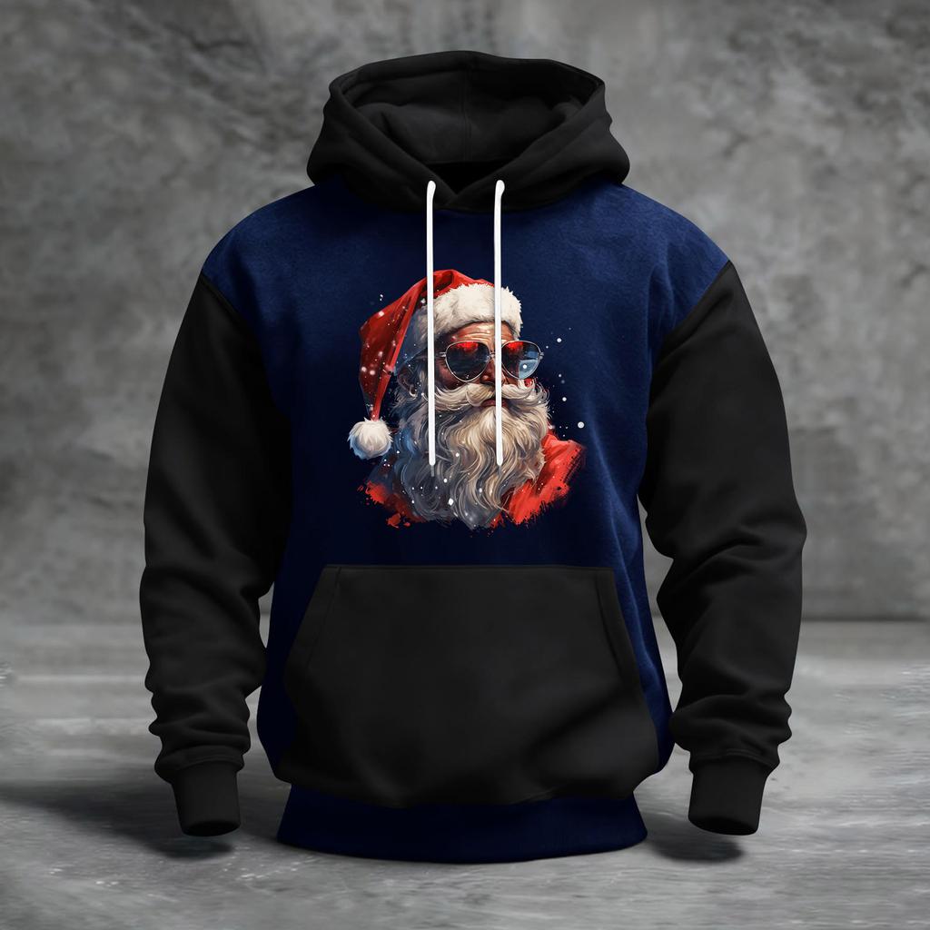Herren Weihnachten Print Colorblock Kapuzenpullover Lässig Sport Komfort Sweatshirt