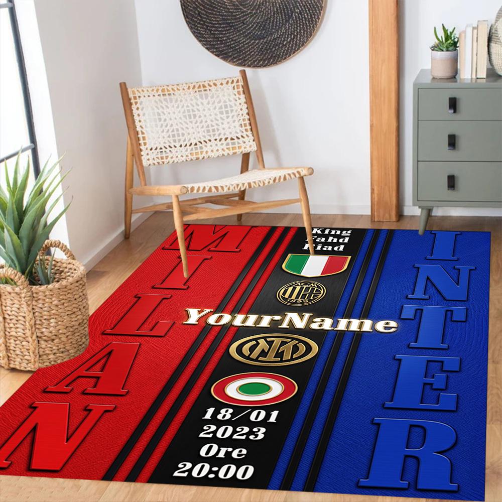Inter Milan Personalized Name Carpet Design for Kitchen Playrooms Decorate room Dormitory Anti-slip Rug Anime Office Decor Best for Christmas