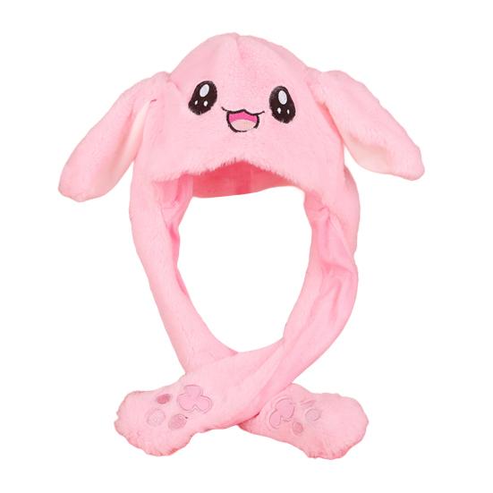 Funny Plush Rabbit Hat Cute Ear Moving Jumping Hat LED Light Up Winter Animal Cap for Women Girls Christmas Party Cosplay
