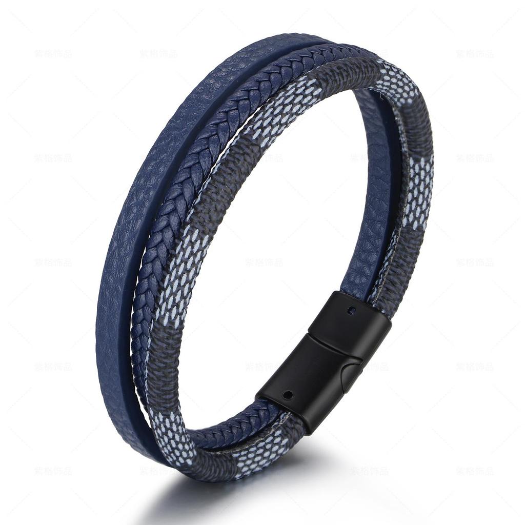 Summer Vintage Leather Bracelet for Men and Women's Universal Multi-layer Hand Woven Magnetic Clasp Bracelet