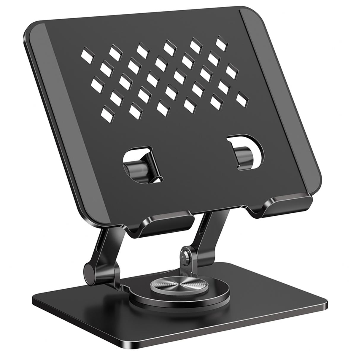 

XWJ-2081 Rhombus Hollow-Out Desktop Stand with 360 Degree Rotating Base for Phones/Tablets Black