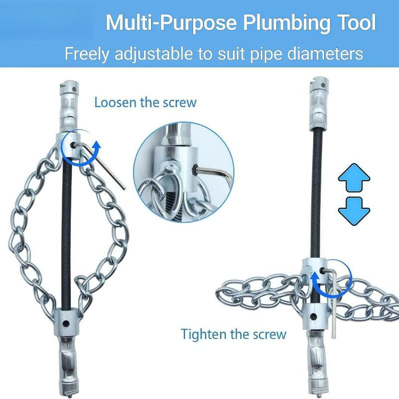 Flex Shaft Sewer Descaling Chain 16MM Dual High Efficiency Metal Chain Pipe Cleaning Tool for School Public Facility Drain Repair