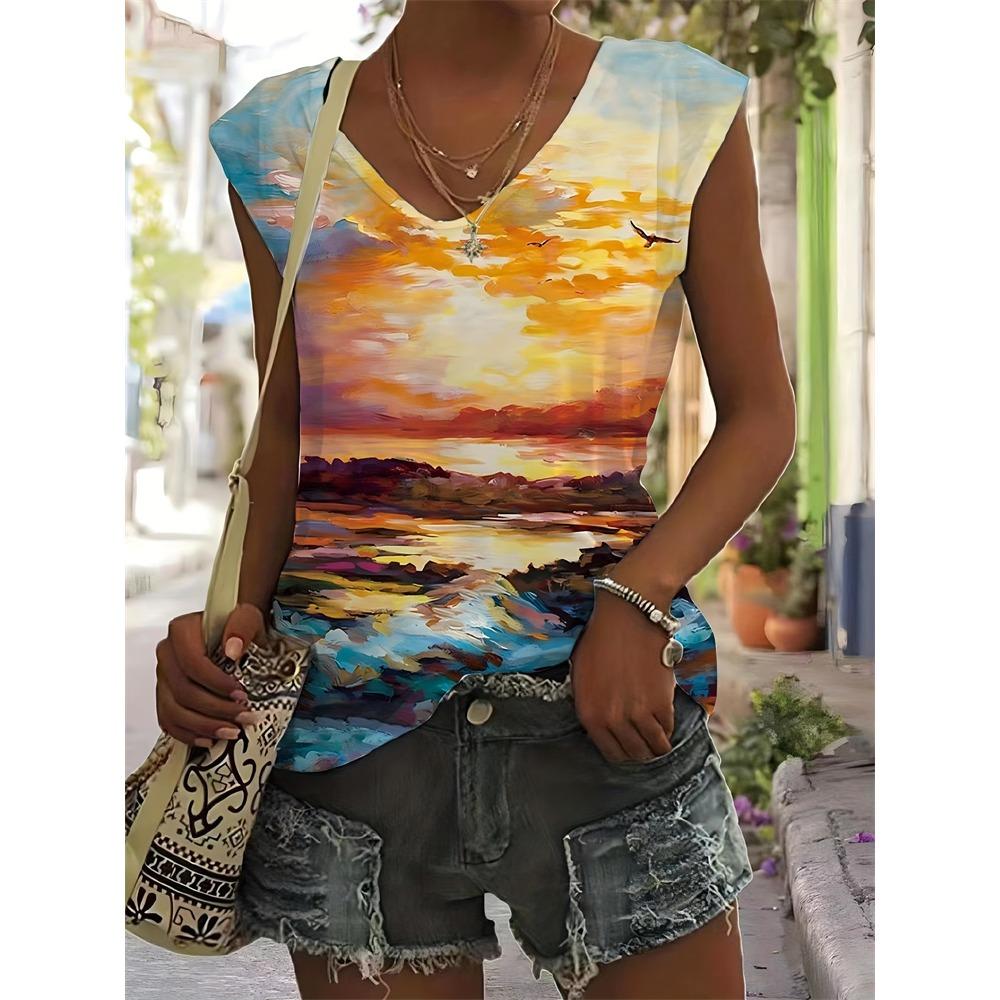 

Летние топы с 3D-принтом «Леопардовая морская черепаха», женская уличная одежда, свободный жилет с V-образным вырезом, без рукавов, с открытыми плечами, женская майка 5XL