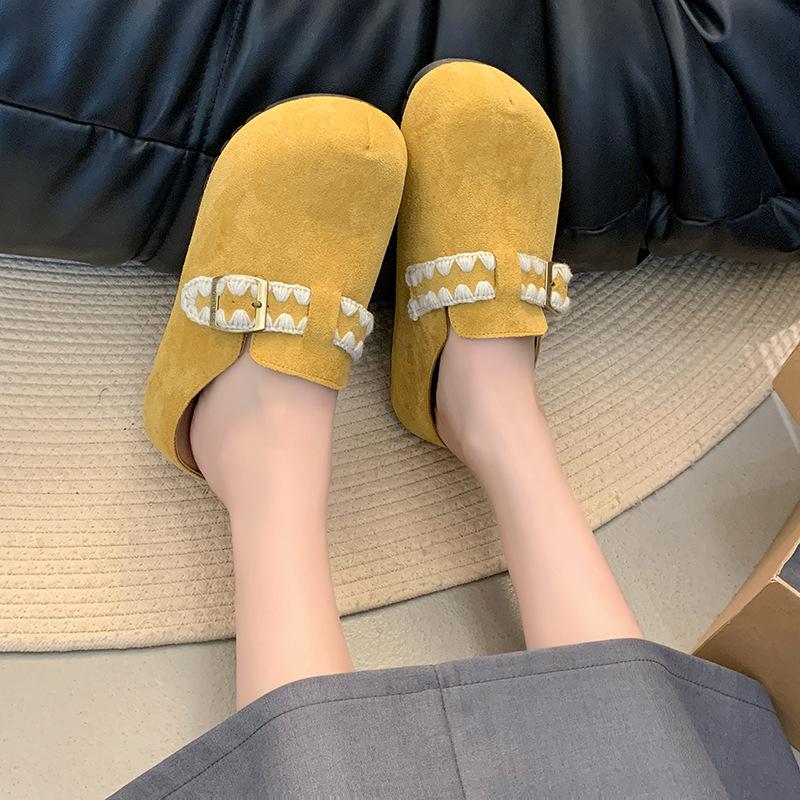 Fashion Fashion Women Baotou Half Slippers High Quality Suede Casual Slipper Designer Platform Slippers for Women Classic Mules Slippers
