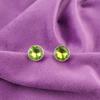 Round Heart Chakra Peridot Stone Sterling Silver Stud Post Boho Earrings Jewelry EE-150-1