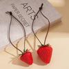 Creative Leather Resin Strawberry Pendant Sweater Chain Vacation Style Niche Unique Necklace
