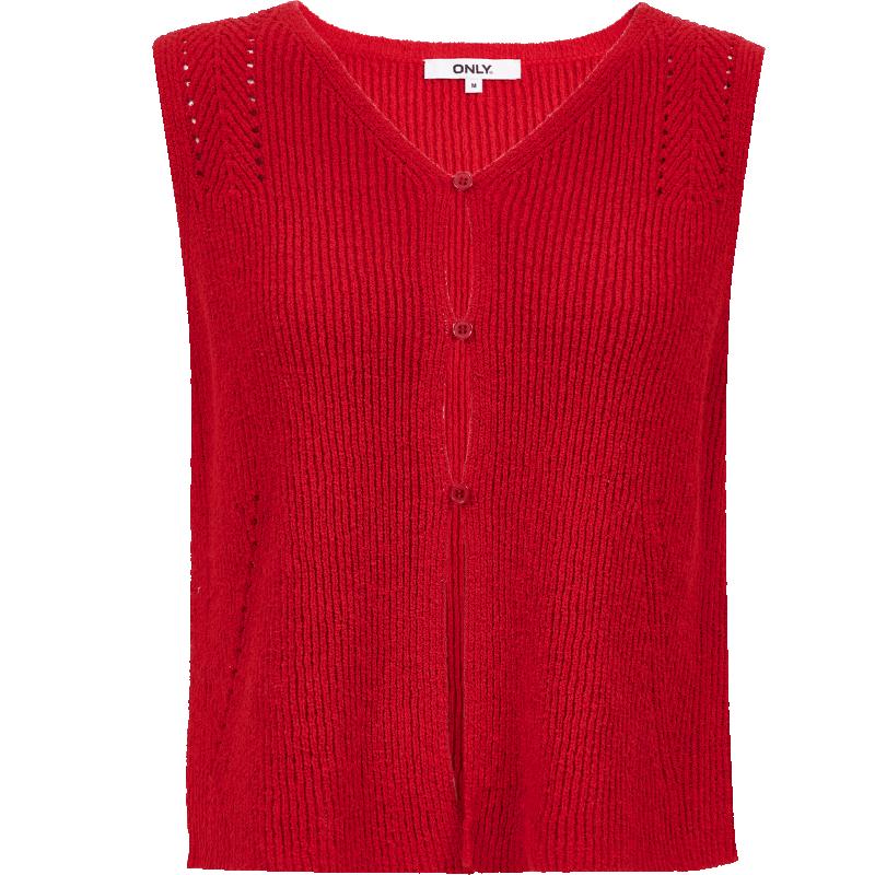 ONLY Women's 2025 Spring Retro V-Neck Sleeveless Knit Cardigan Vest