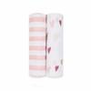 Aden + Anais Heartbreaker Swaddles, Set of 2, 120x120cm, Muslin Cotton Swaddles, Baby Gift, SWADAB4055