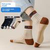 10 Pairs of Men's Autumn and Winter Leisure Business Matching Color Smoked Letter Cloth Label Deodorant Socks