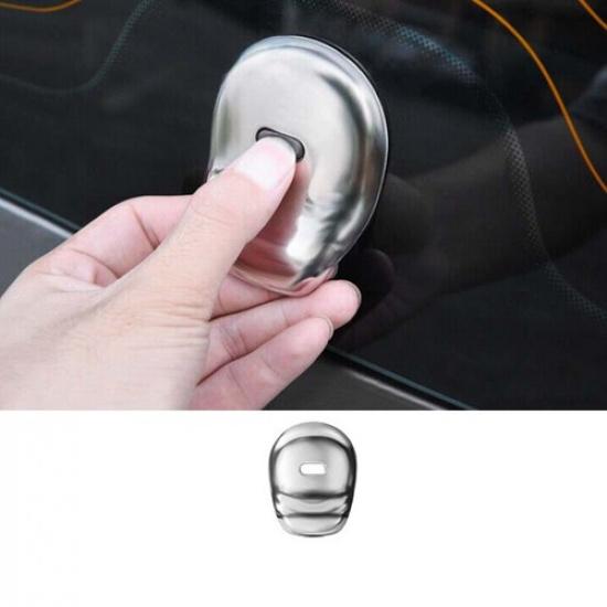 Cover Trim Tailgate Handle Back Door Silver Steel For Benz Smart Fortwo 2015-20