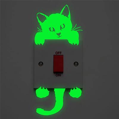 1PC Cartoon Luminous Glow Schalter Aufkleber Auf Die Dunklen Wand Aufkleber Wohnkultur Kinderzimmer Dekoration Die Mond sterne Katze Aufkleber