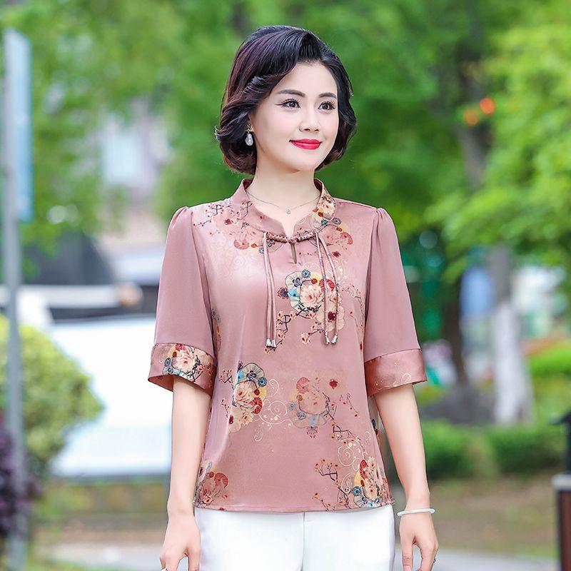 Damen-Hemden, bestickt, Stehkragen, Knopfleiste, Blusen im Ethno-Stil, Frühling/Sommer, Vintage-Shirt, Tops