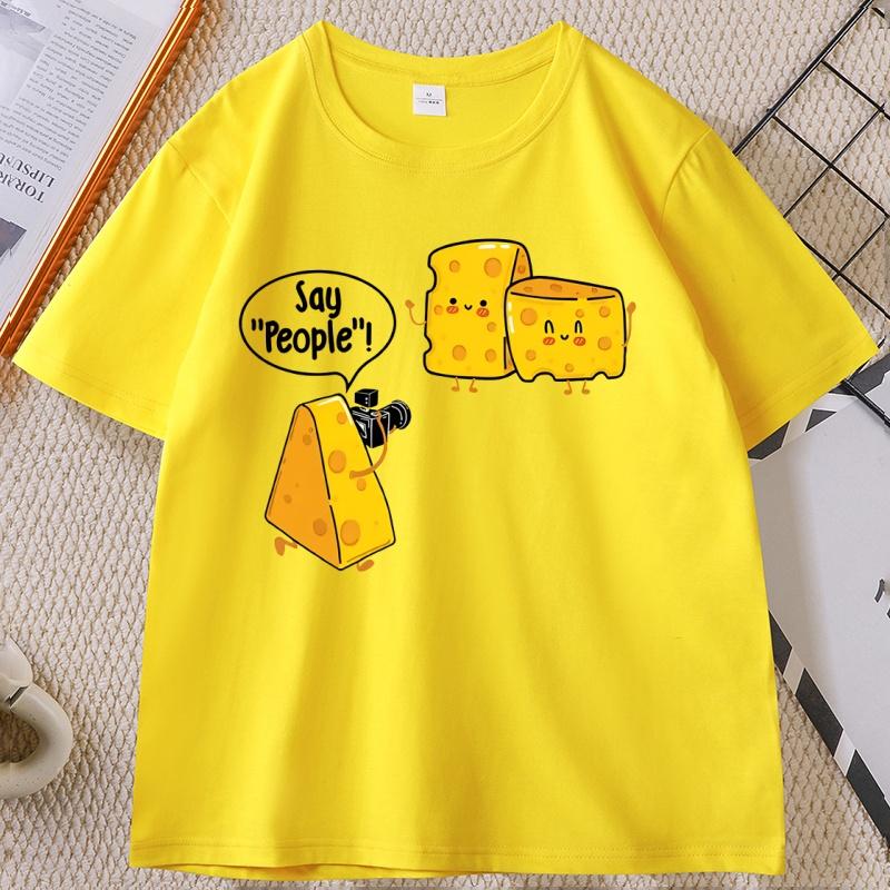 

Funny Cute Cheese Print T Shirt Unisex WOMEN Cuasal Cotton Short Sleeve Round Neck Tshirt Streetwear Loose Soft T-shirt Clothing 4XL