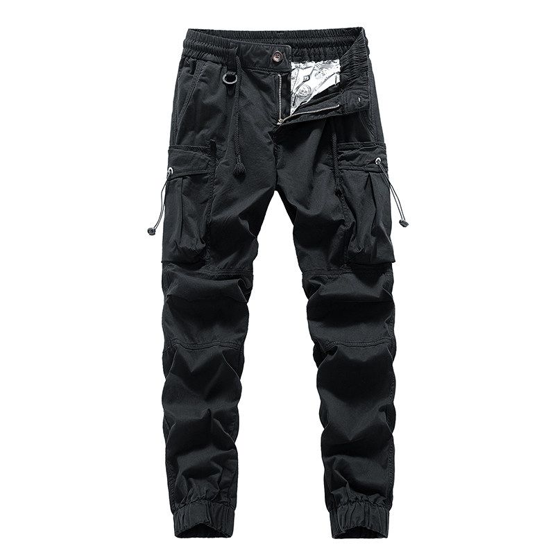 Men's Casual Pants for Spring and Autumn, American-Style Loose Cargo Pants with Multiple Pockets and Jogger Cuffs, Export Surplus with Tags Removed