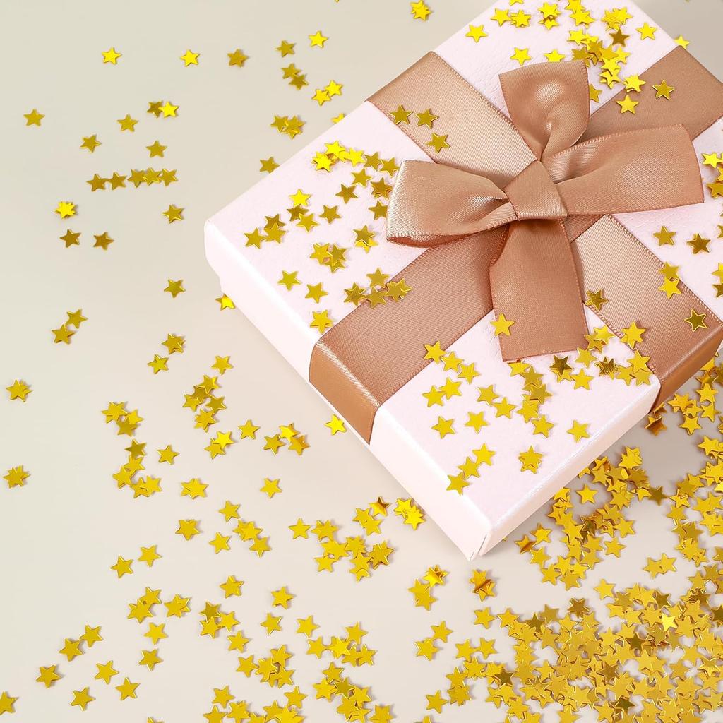 30g Gold Star Table Confetti, 6mm Small Gold Star Glitter Confetti, Metallic Foil Glitter Star Sequ for Birthday Wedding Party Halloween Xmas DIY
