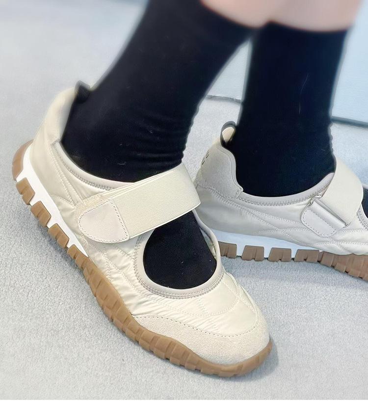 Processing Customization~ Leather Inner Height Increase Mary Jane Single Shoes Women's 2025 New Velcro Casual Ballet Shoes