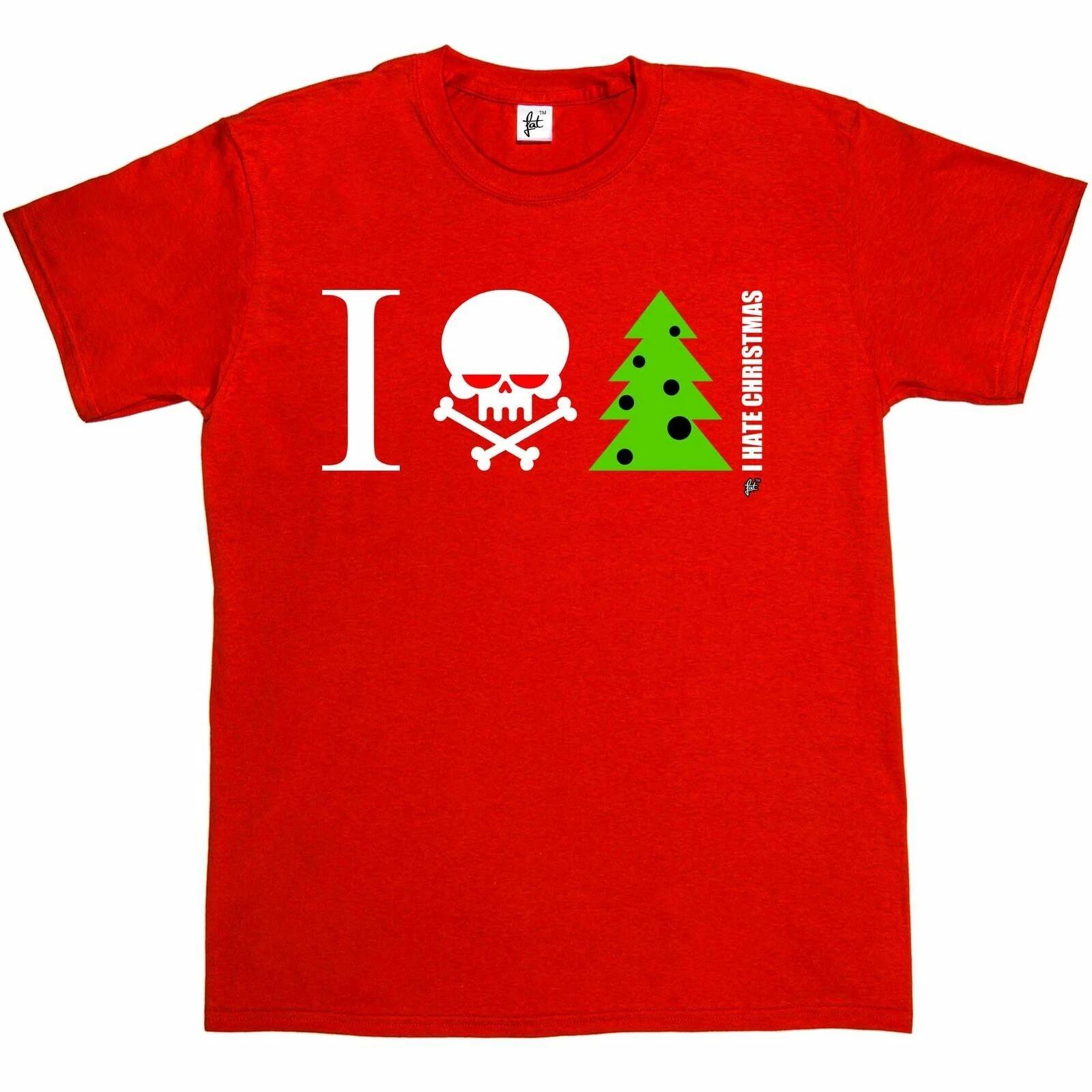 I Hate Christmas Skull & Crossbones With Tree Anti Christmas Mens T-Shirt XS