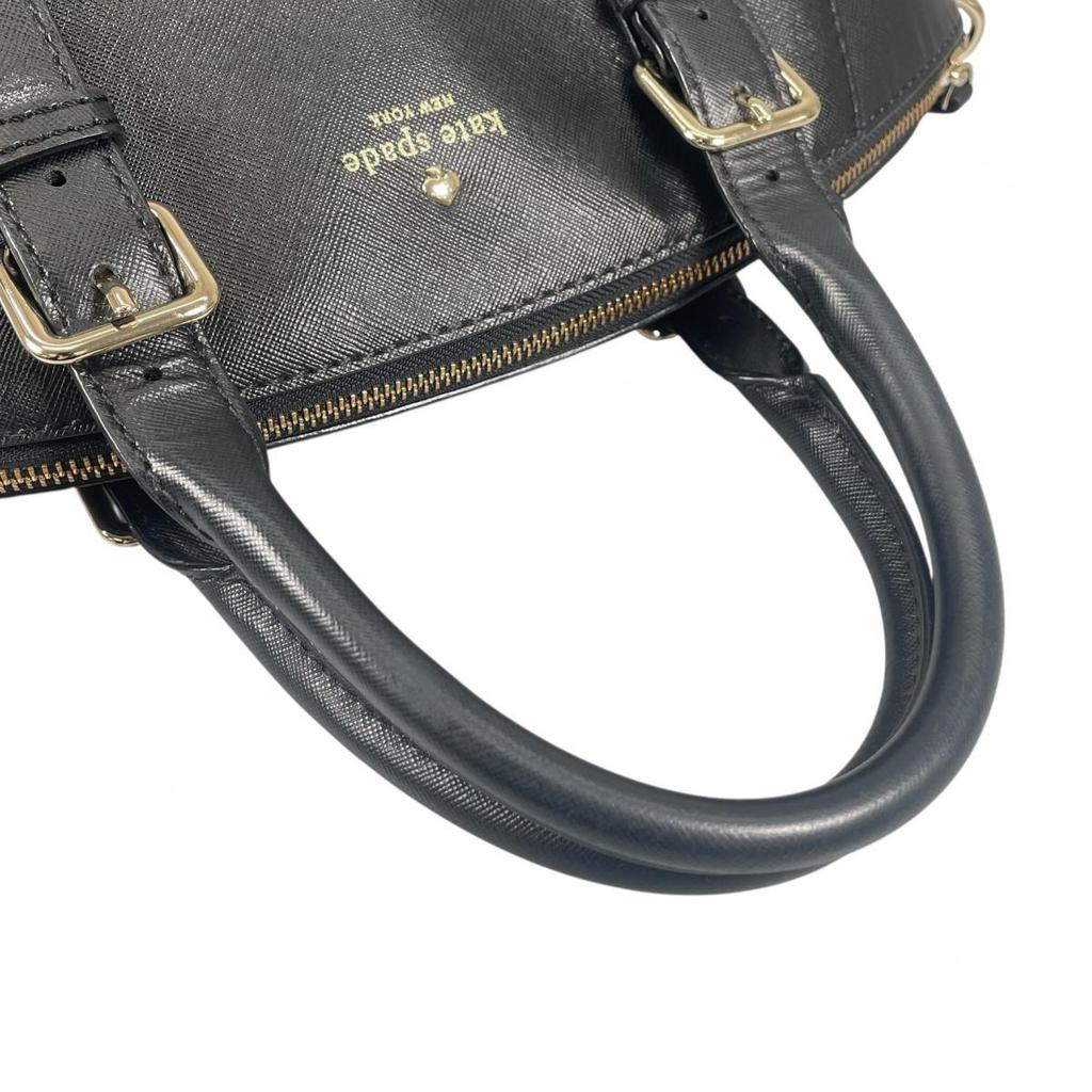 Kate Spade New York Safiano Handbag Leather Black Women Used