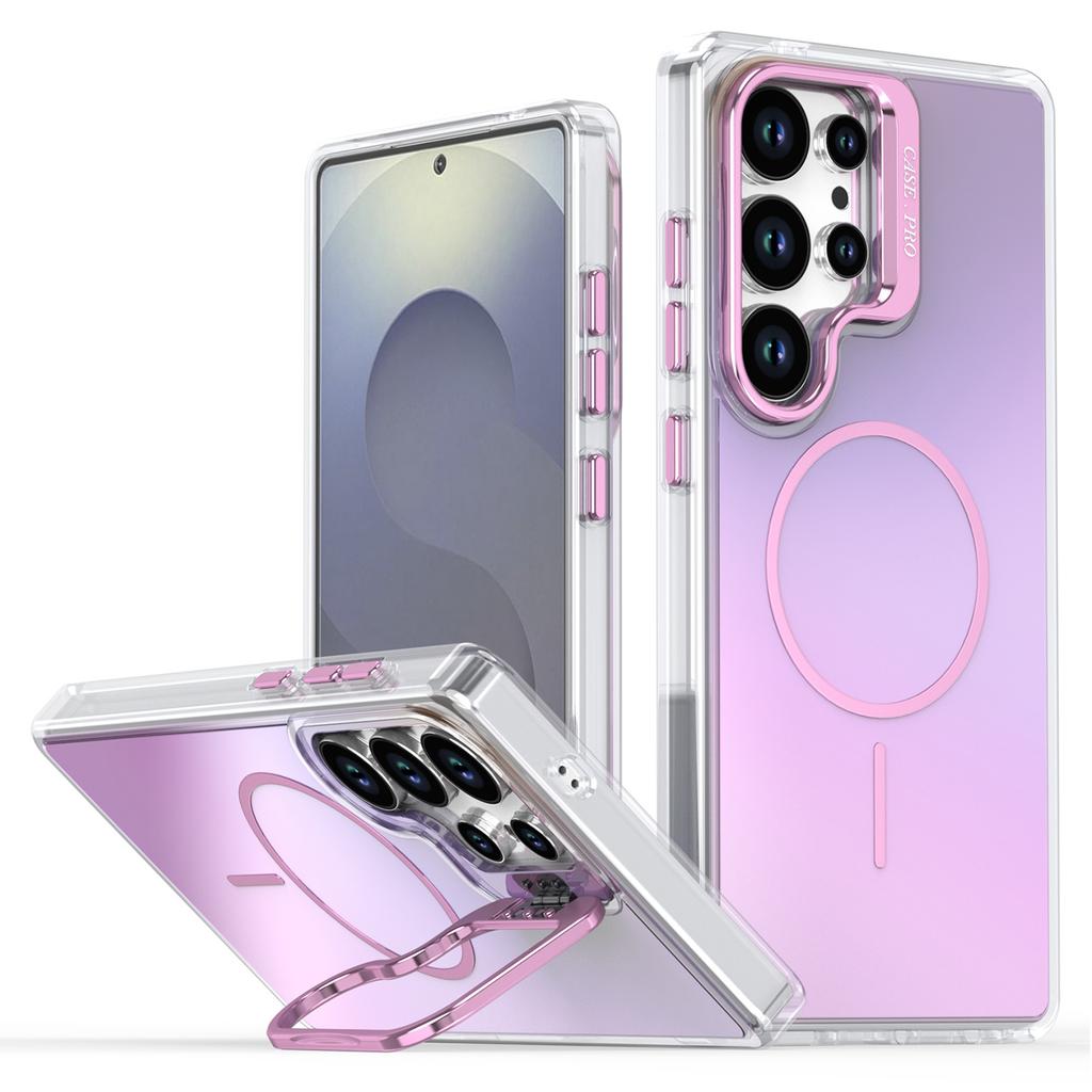 For Samsung Galaxy S24 Ultra Case Compatible with MagSafe TPU+Acrylic Gradient Phone Cover with Kickstand