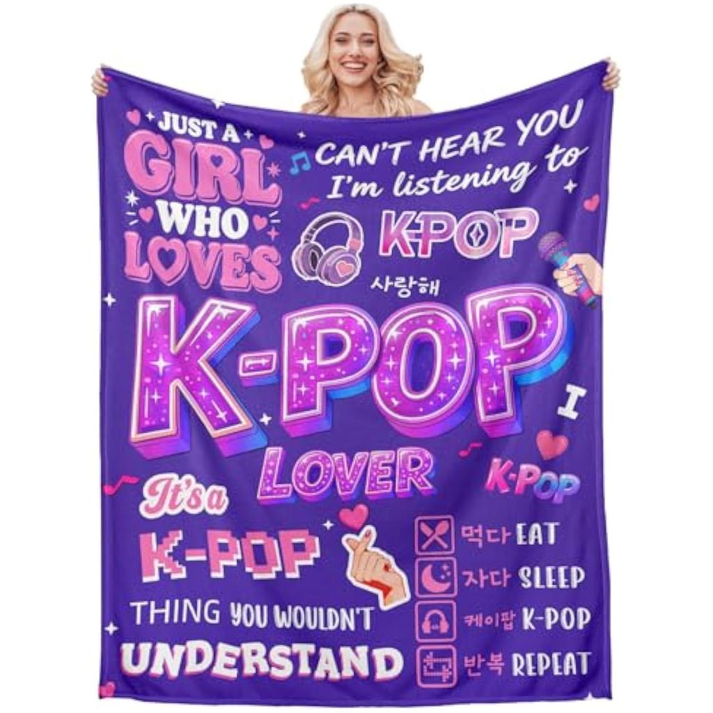 Just A Girl Blanket Flannel Blanket For K-POP LOVERS Soft Perfect Birthday Gift Home Bed Sofa Decor Outdoor Travelling Blanket