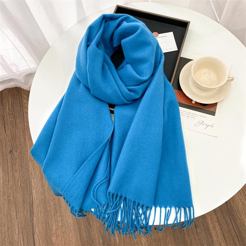 Winter Scarf Women Luxury Autumn Winter Cashmere Scarf Thickened Warm Shawl Classic Tassels Fluffy Scarf Solid Cope Foulard