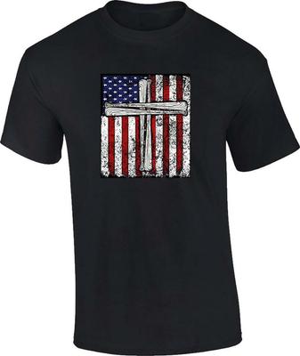 Patriotic Christian American Flag Cross Bats T-Shirt