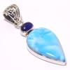 Natural Republic Larimar, Kyanite 925 Solid Sterling Silver Pendant 1.65" H4r75