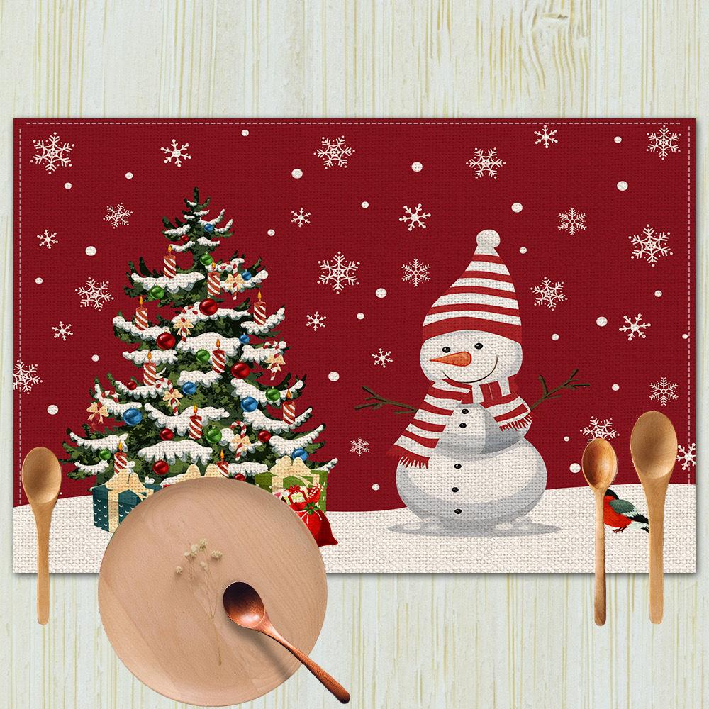 New Christmas Table Mats Holiday Dining Placemats for Xmas Table Decor Snowflake Table Runner Waterproof Festive Accessories