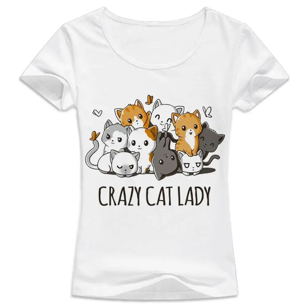 

кошка Футболка женская смешная cute cat Design Print girl T-Shirts Fashion Short