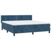 3130911 vidaXL Lit à sommier tapissier et matelas Bleu foncé 160x200cm Velours