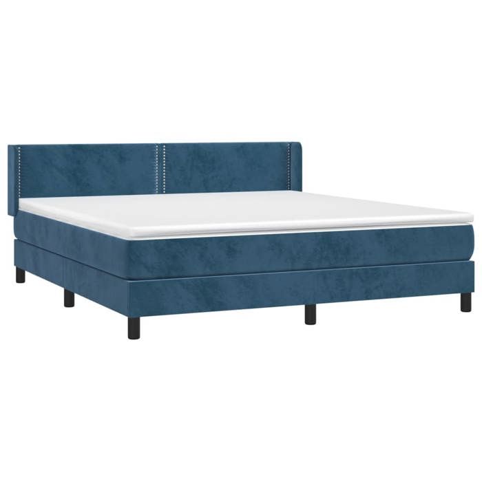 3130911 vidaXL Divan Bed and Mattress Dark Blue 160x200cm Velvet