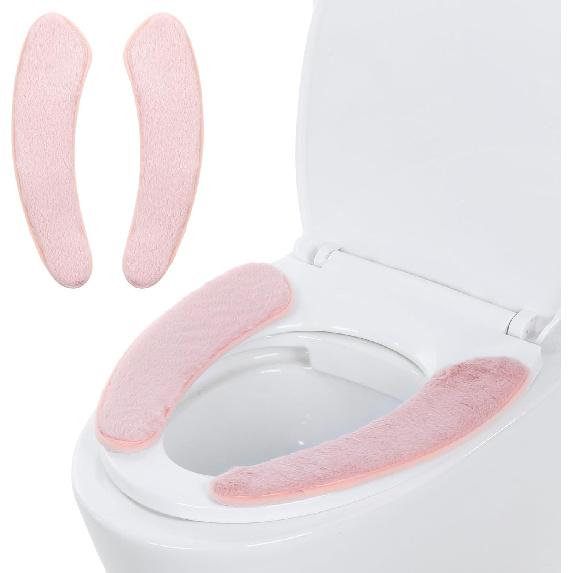 Pink Toilet Seat Cover Thick and Warm Toilet Seat Cushion Cover Warm Plush Thick Padded Washable and Reble Self-Adhesive Mat for Winter Non Slip Soft