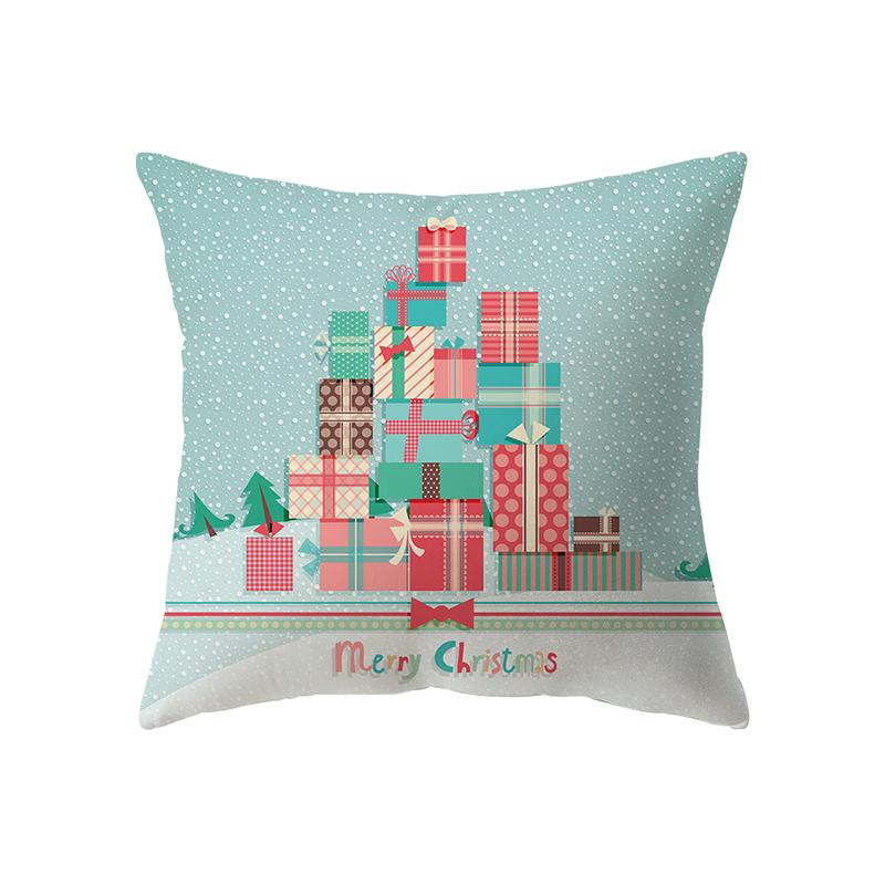 Merry Christmas Cute Santa Elk Print Pattern Cushion Cover Home Living Room Sofa Decoration Square Pillow Pillow Cover
