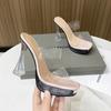 Voesnees Stripper Shoes 2024 New Summer Woman Sandals Elegant High Heels Clear Fine Mules Platform Outside Ladies Shoes