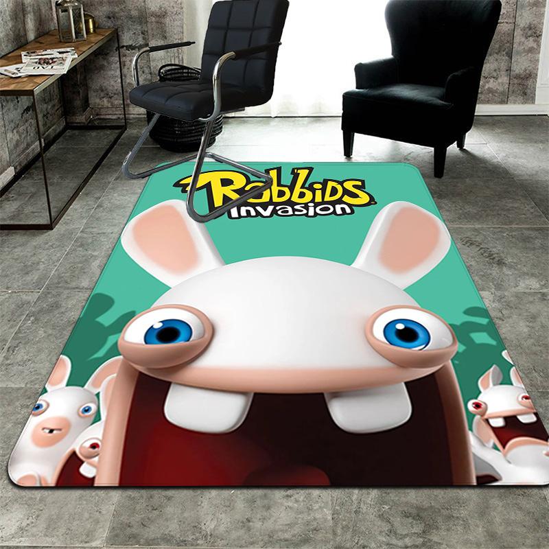 Raving Rabbids (Big-eyed rabbit) Rug Floor Mat for Living Room or Bedroom Soft and Comfortable Carpet a Gift for Birthday and Holiday.